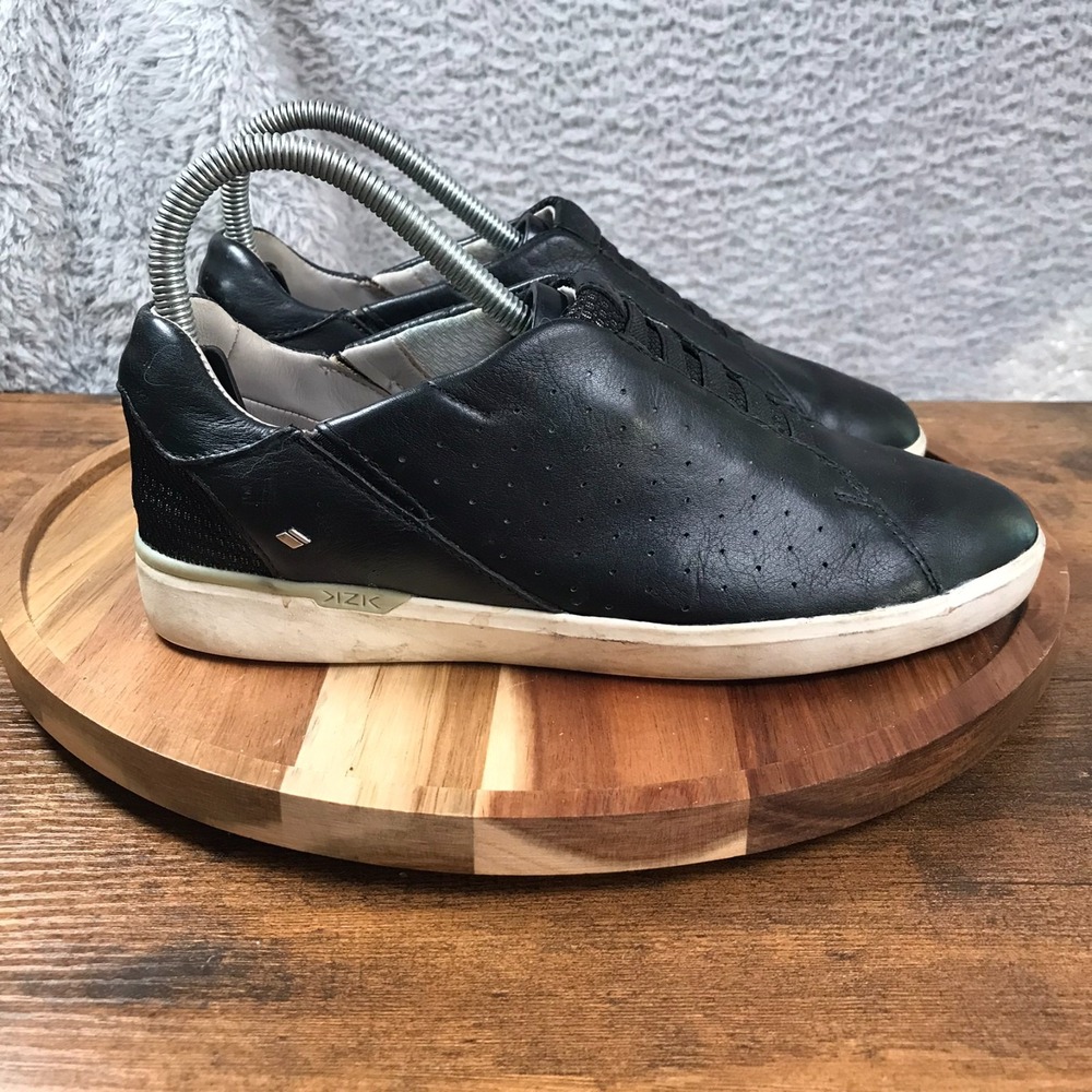 Kizik Miami Sneakers Womens 7.5M Black Leather Hands Free Slip In On Shoes